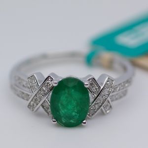New EFFY 14k White Gold Emerald And Diamond Ring